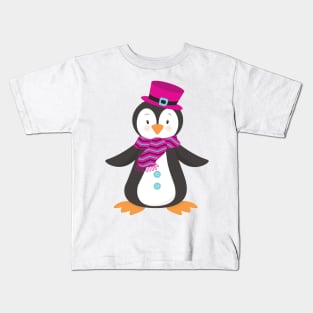 Cute Penguin, Penguin With Hat, Penguin With Scarf Kids T-Shirt